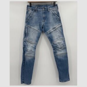 G Star Raw Jeans Men 28x30 Blue Moto Stretch Denim Slim Rackam Pockets Skinny